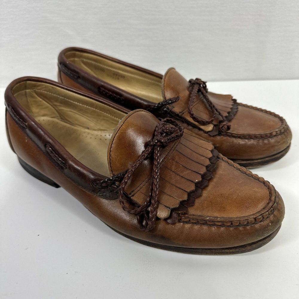 Allen Edmonds Woodstock Men's Brown Leather Kiltie String Loafers US 10.5D USA‎